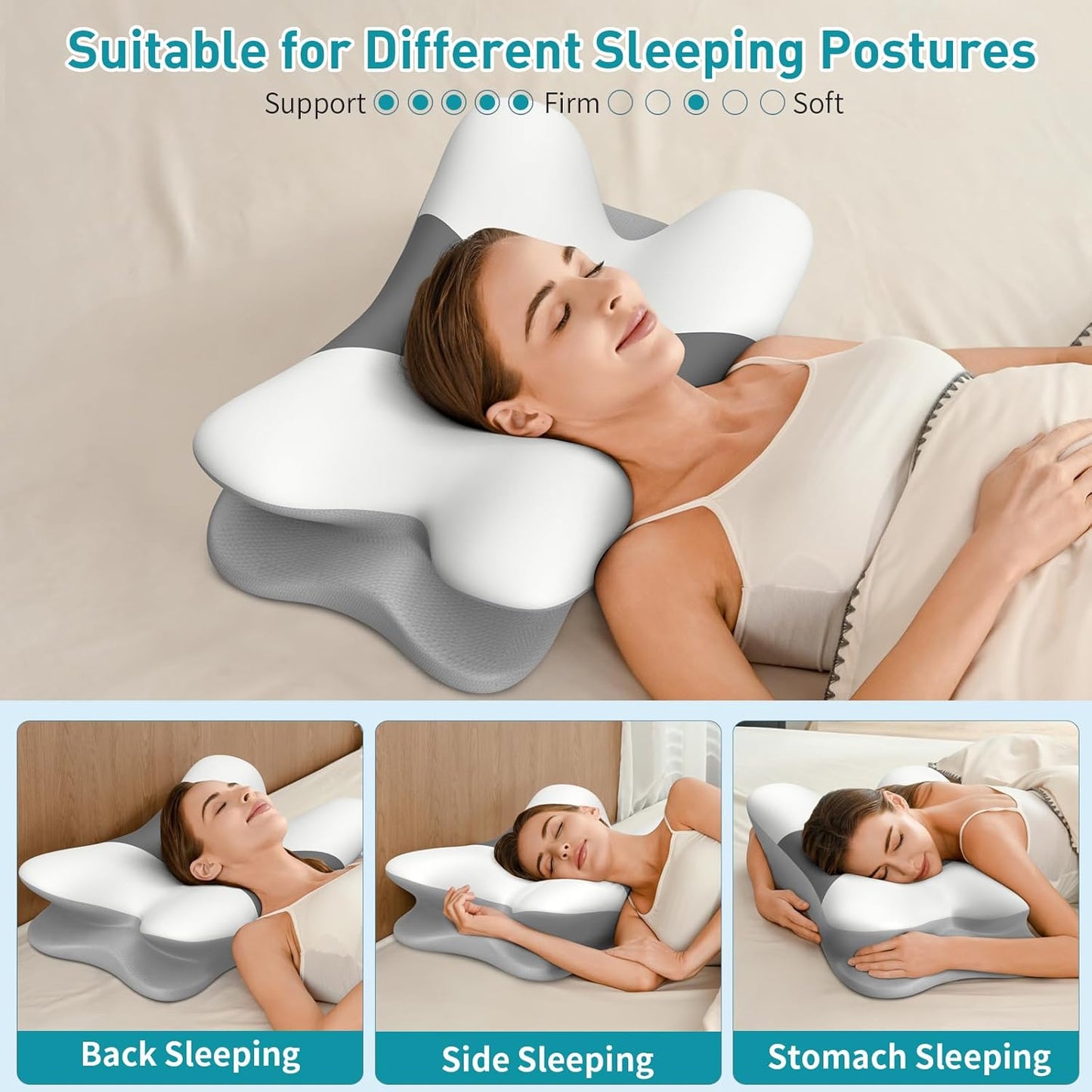 Cervical Pillow for Neck Pain Relief - Ergonomic Neck Pillow for Sleeping, Contour Memory Foam Pillows Side Sleeper Pillow for Neck Support, Bed Pillow for Back Stomach Sleepers